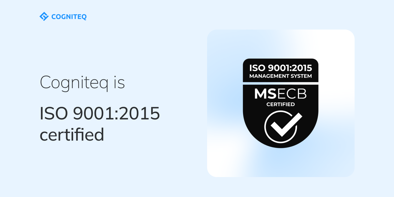 Banner with ISO 9001:2015 shield